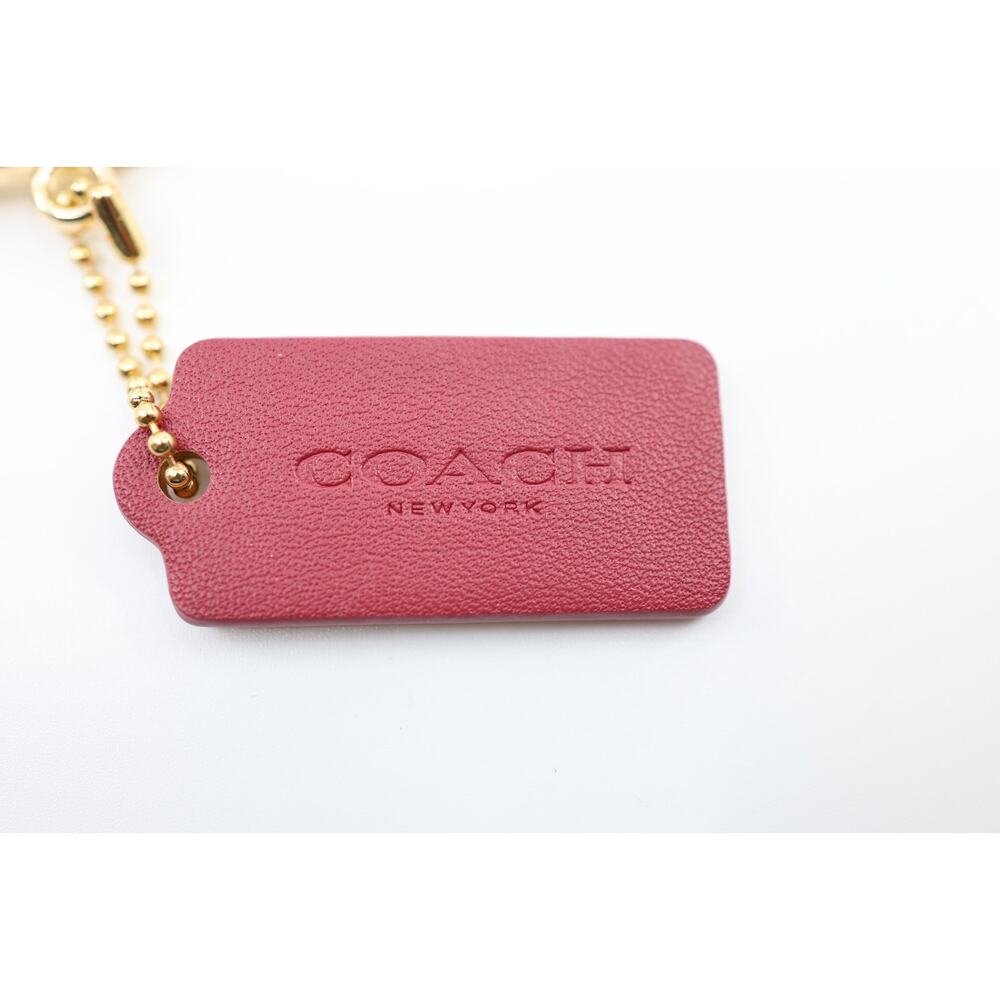 A0 New NWoT COACH Burgundy Leather Hang tag with Gold Metal "C" Charm - Picture 3 of 3